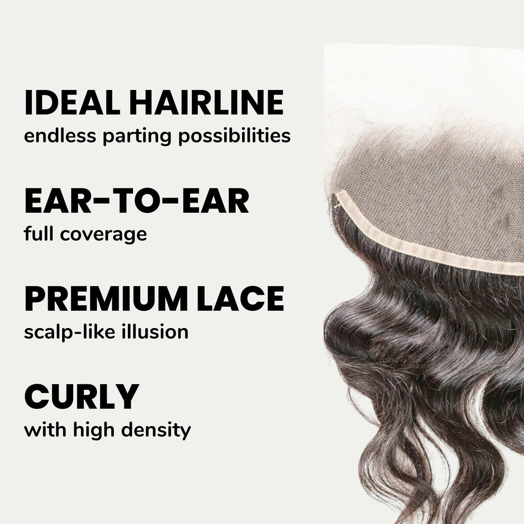 Raw Indian Curly 13x4 Transparent Lace 100% Human Hair Frontal - Private Label