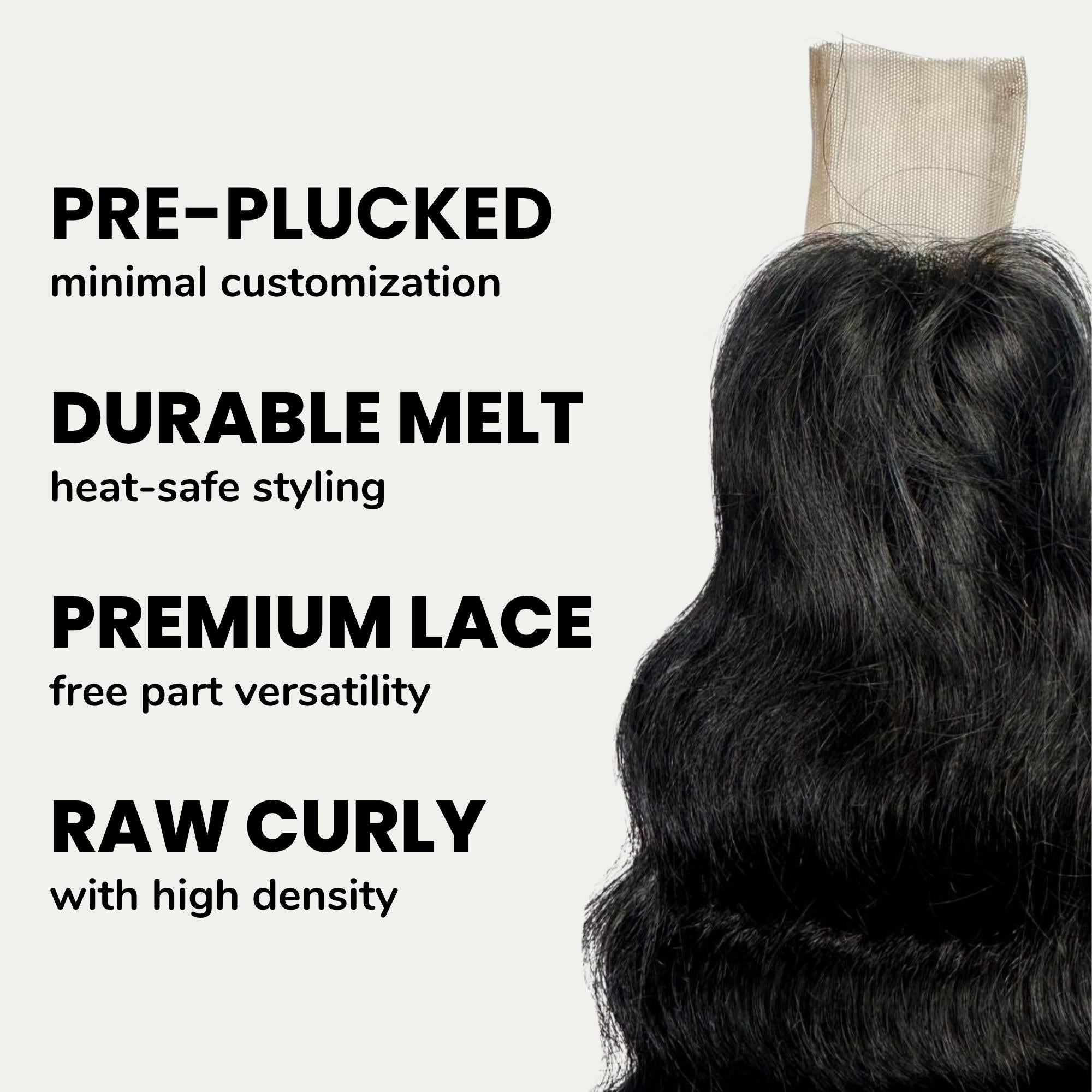 Raw Indian Curly 2x6 Transparent Lace 100% Human Hair Closure - Private Label
