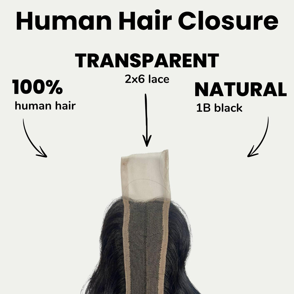Raw Indian Curly 2x6 Transparent Lace 100% Human Hair Closure - Private Label