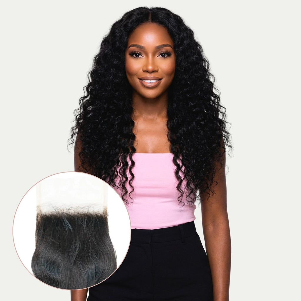 Raw Indian Curly 4x4 Transparent Lace 100% Human Hair Closure - Private Label