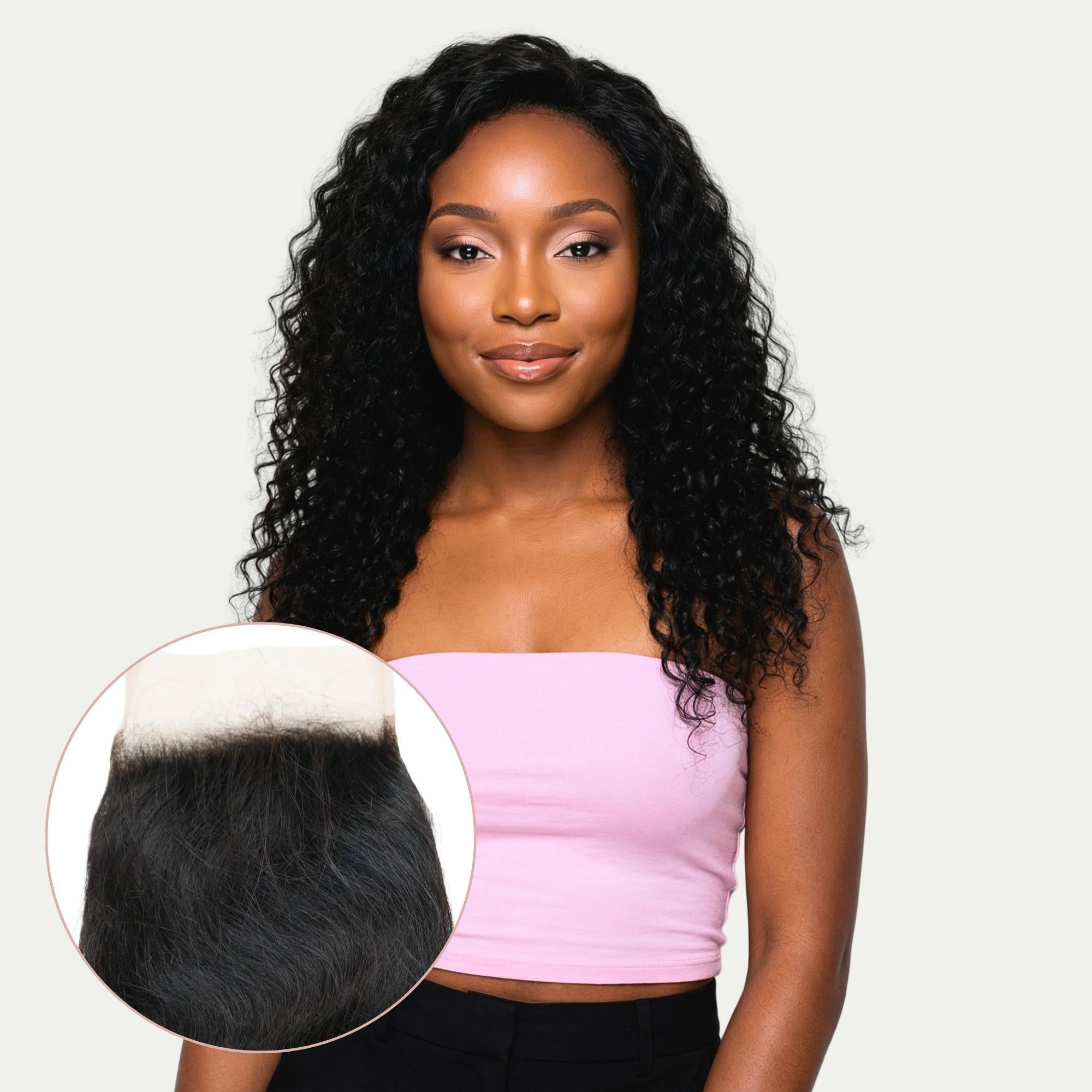 Raw Indian Curly 5x5 Transparent Lace 100% Human Hair Closure - Private Label