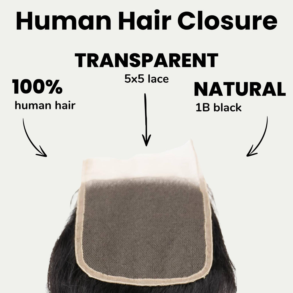 Raw Indian Curly 5x5 Transparent Lace 100% Human Hair Closure - Private Label