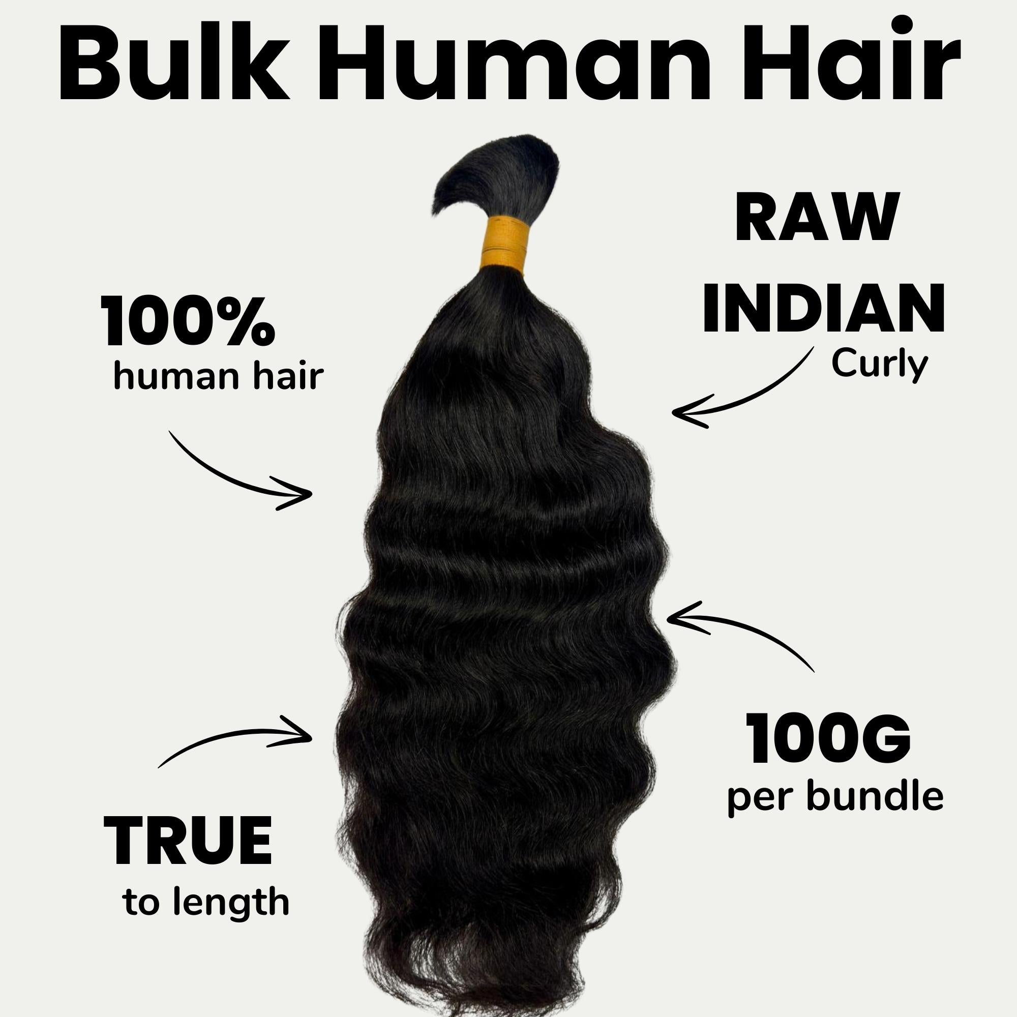 Raw Indian Curly Bulk 100% Human Braiding Hair - Private Label