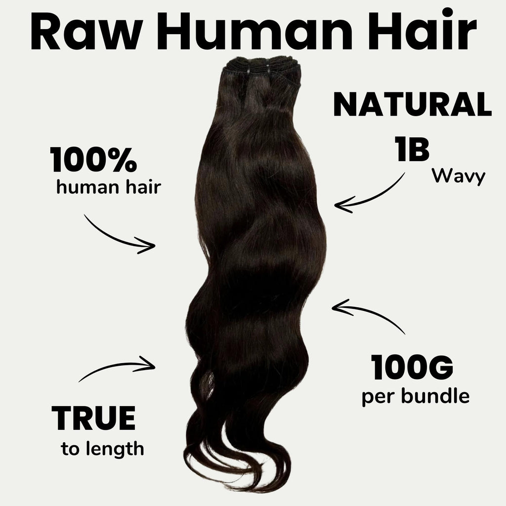 Raw Indian Wavy 100% Human Hair Bundle Deals - Private Label