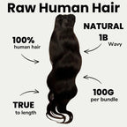 Raw Indian Wavy 100% Human Hair Bundle Deals - Private Label