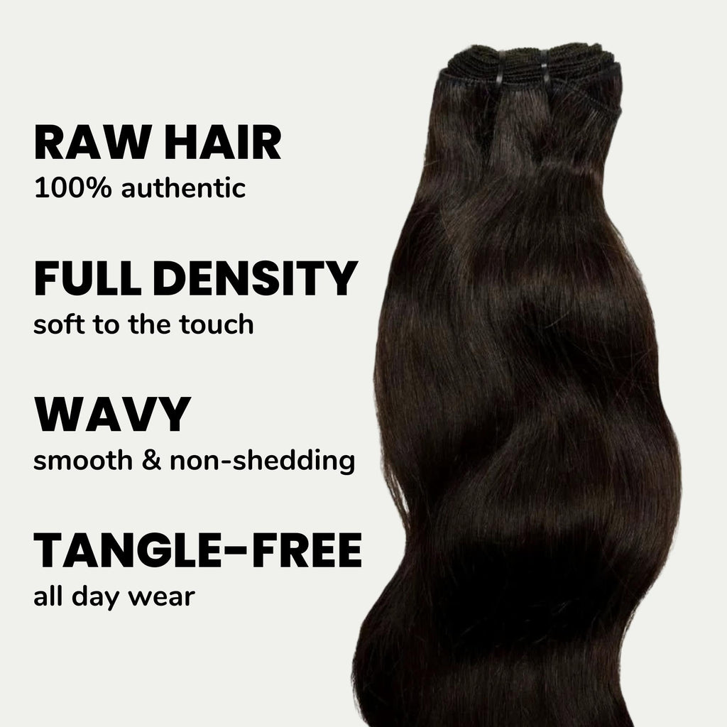 Raw Indian Wavy 100% Human Hair Bundle Deals - Private Label