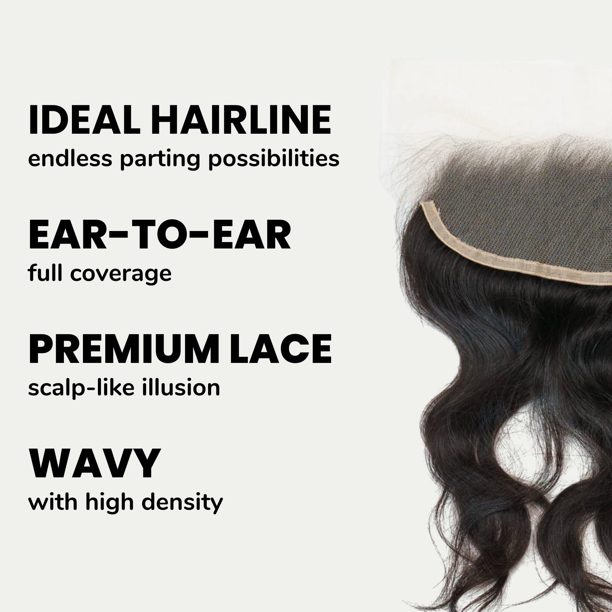 Raw Indian Wavy 13x4 Transparent Lace 100% Human Hair Frontal - Private Label