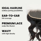 Raw Indian Wavy 13x4 Transparent Lace 100% Human Hair Frontal - Private Label