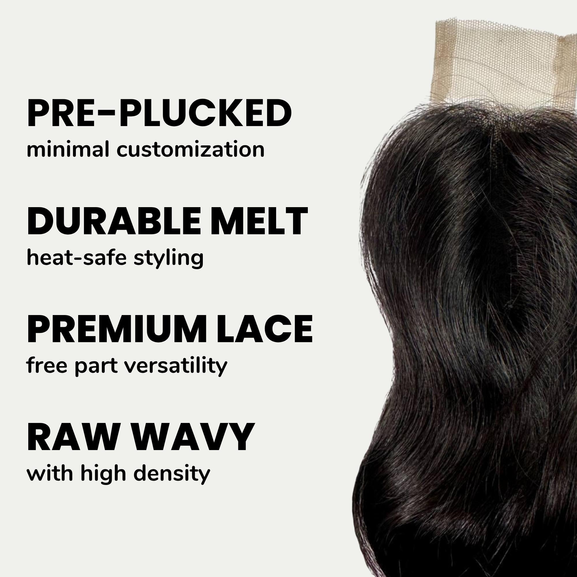 Raw Indian Wavy 2x6 Transparent Lace 100% Human Hair Closure - Private Label