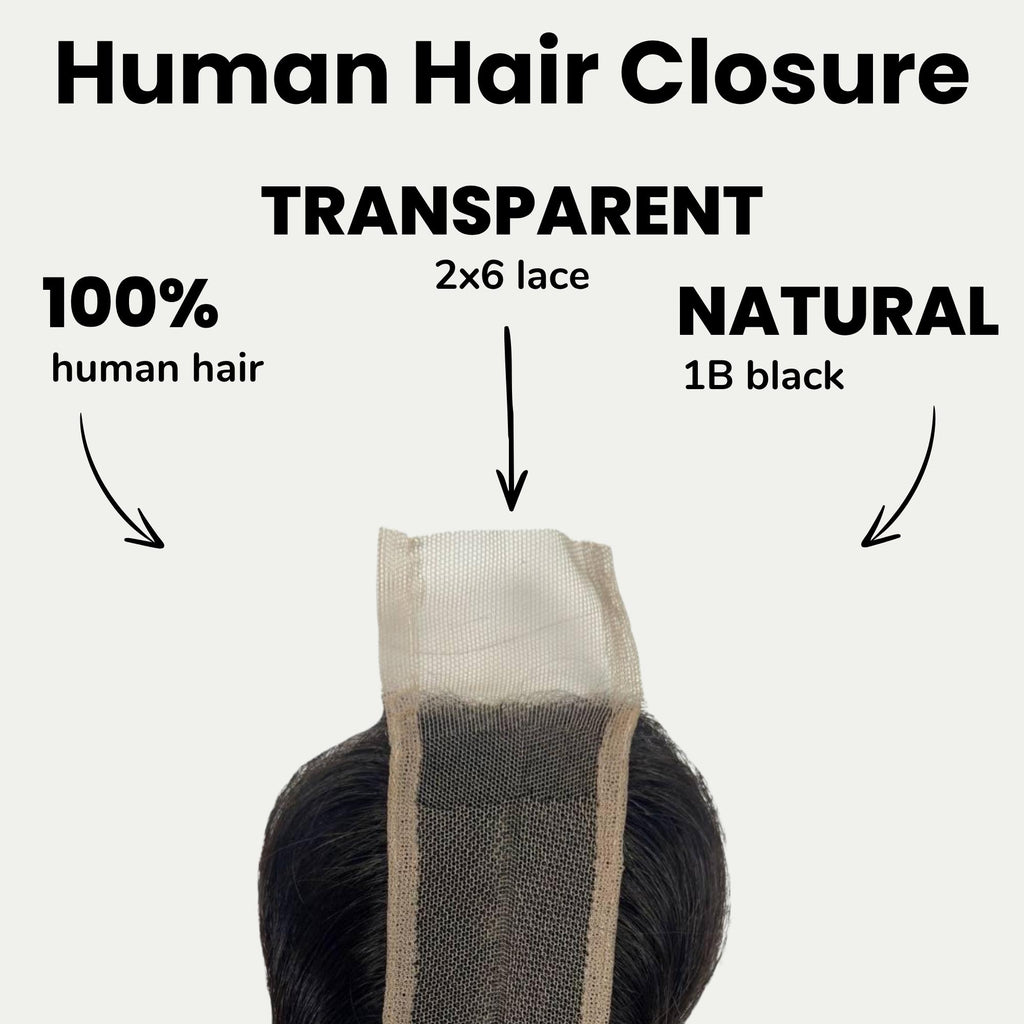 Raw Indian Wavy 2x6 Transparent Lace 100% Human Hair Closure - Private Label