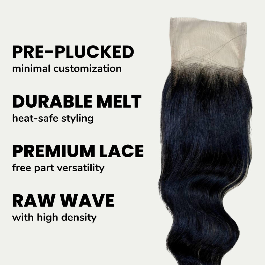 Raw Indian Wavy 4x4 Transparent Lace 100 % Human Hair Closure - Private Label
