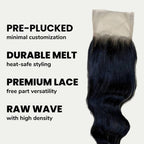Raw Indian Wavy 4x4 Transparent Lace 100 % Human Hair Closure - Private Label