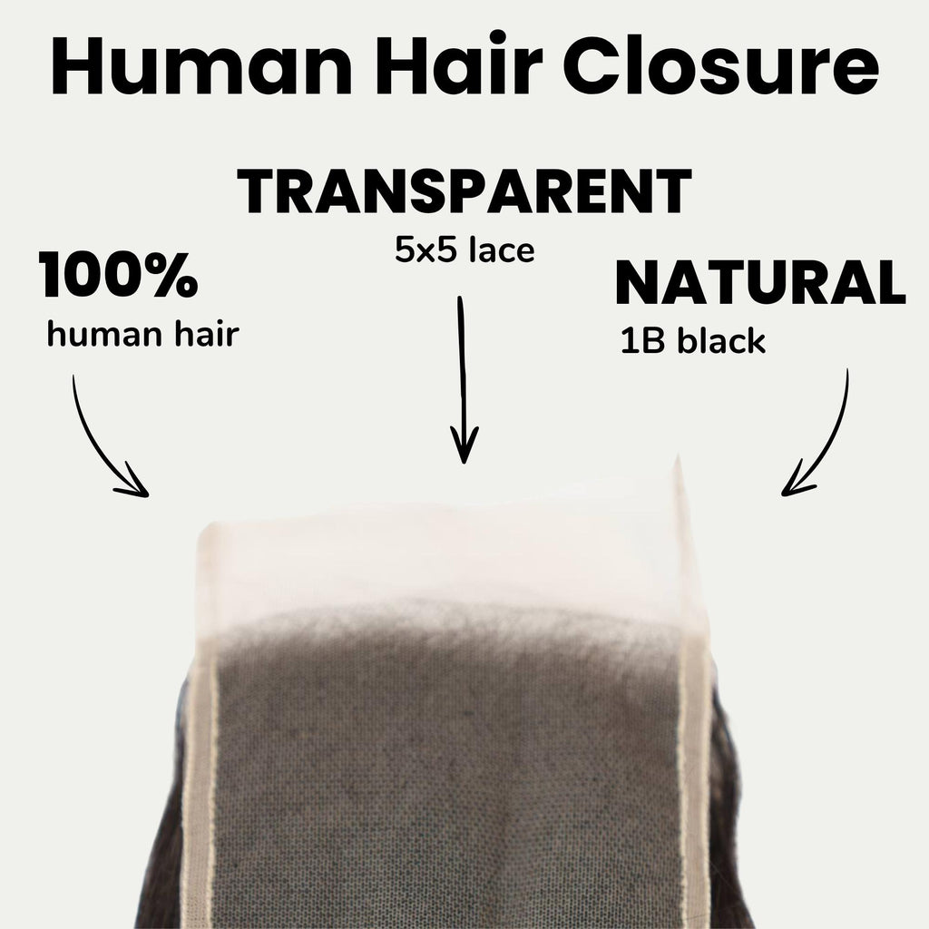 Raw Indian Wavy 5x5 Transparent Lace 100% Human Hair Closure - Private Label