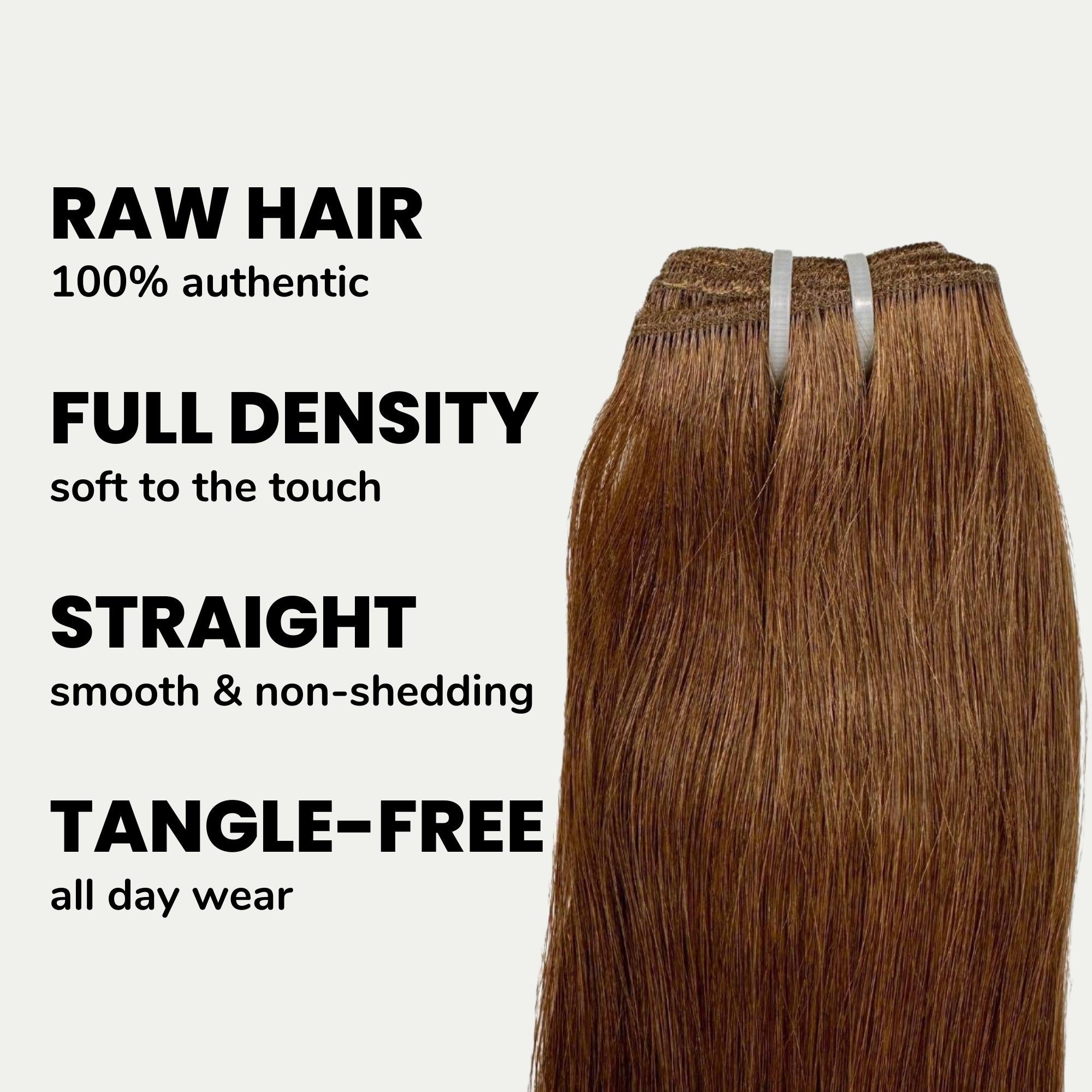 Raw Medium Brown Straight 100% Human Hair Bundles - Private Label