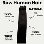 Raw Natural Black Straight 100% Human Hair Bundles - Private Label