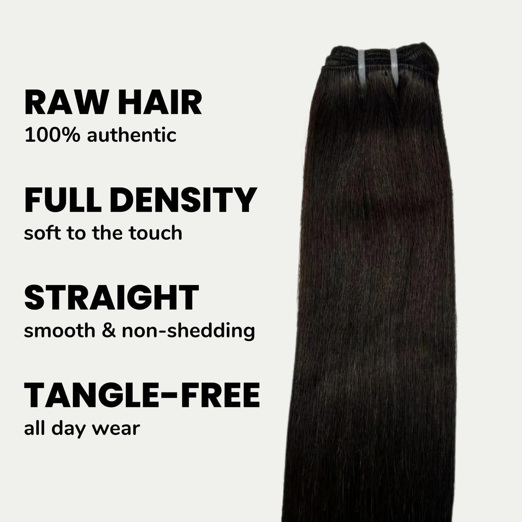 Raw Natural Black Straight 100% Human Hair Bundles - Private Label