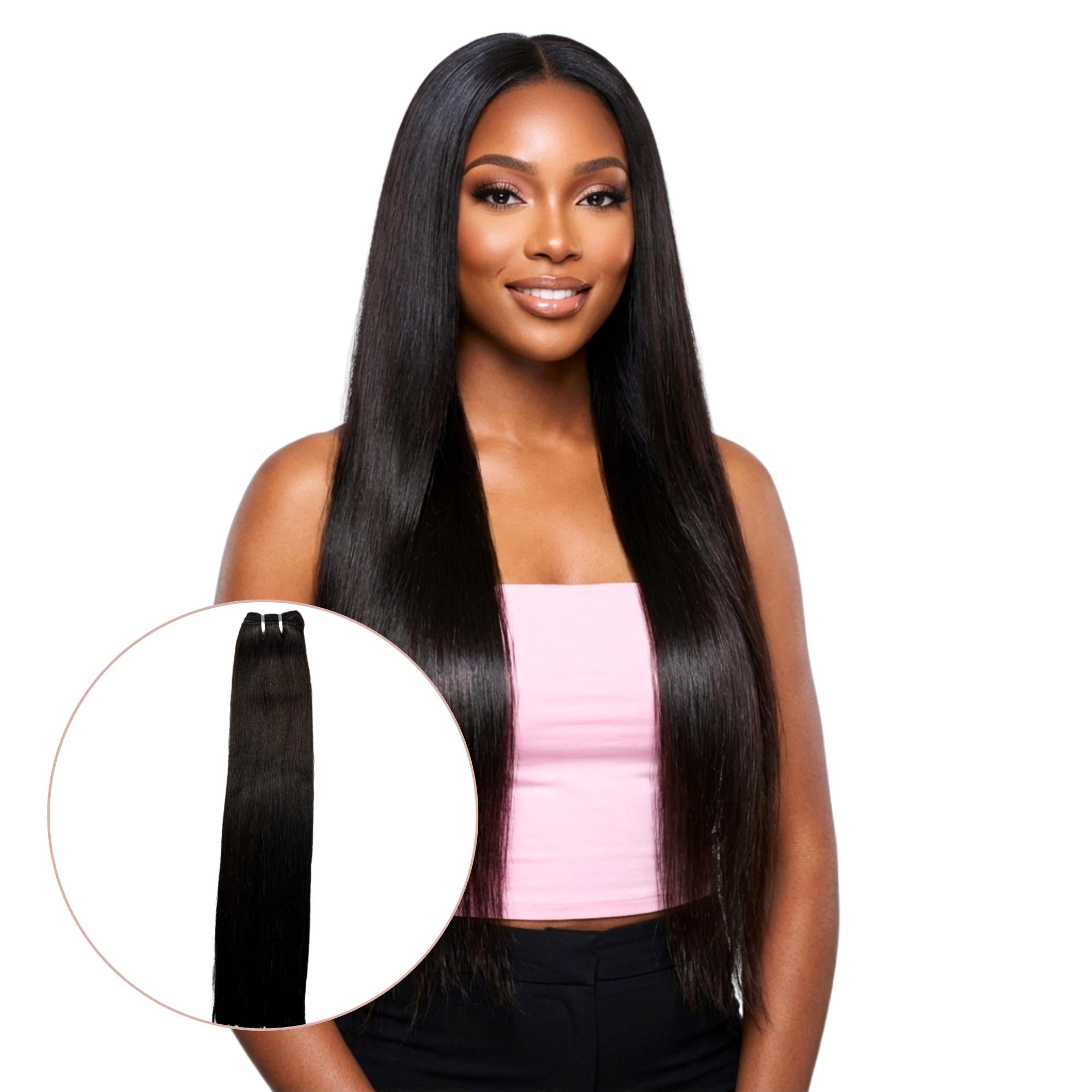 Raw Natural Black Straight 100% Human Hair Bundles - Private Label