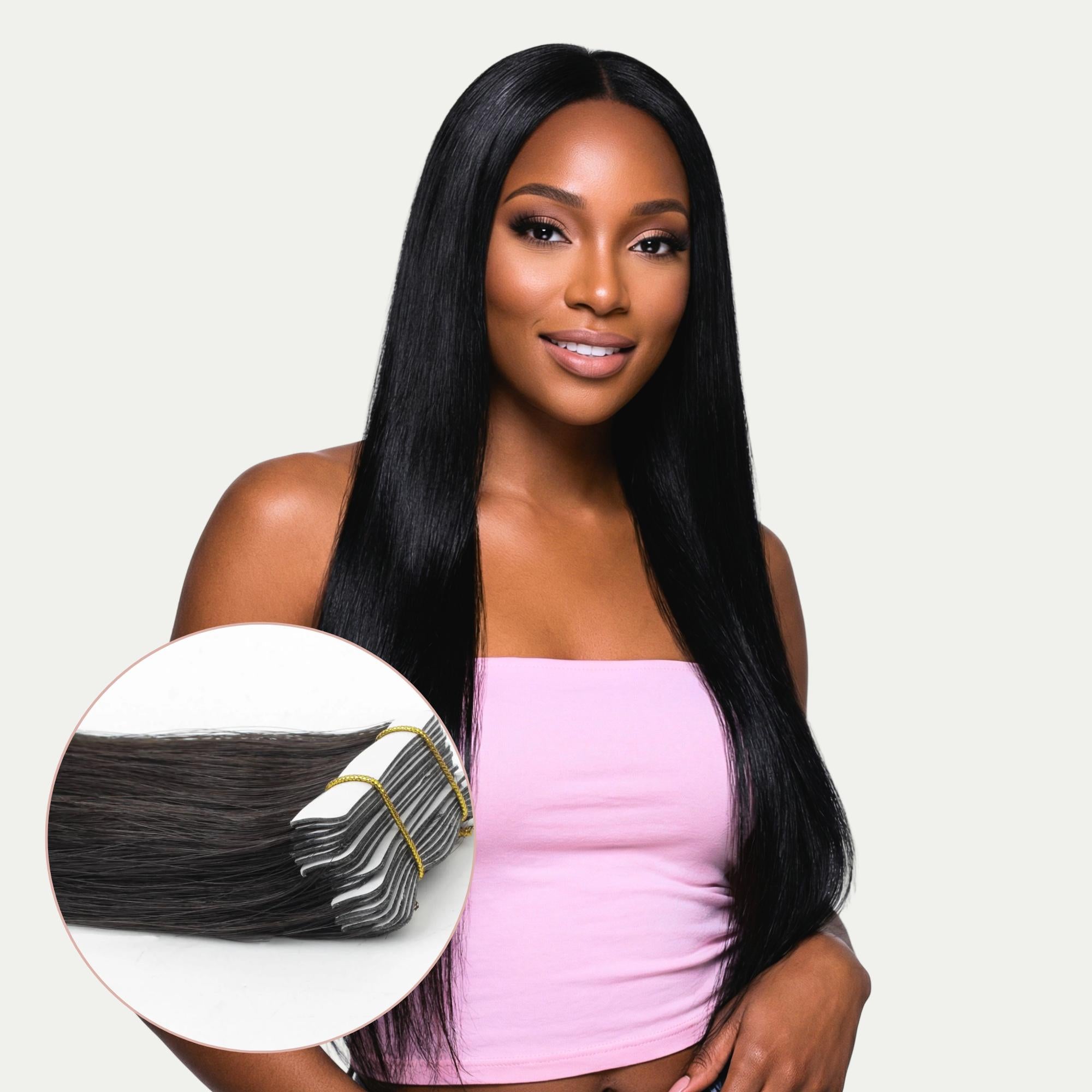 Raw Straight 100% Human Hair Machine Injection Tape - In - Private Label