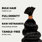 Raw Vietnamese Deep Wavy Bulk 100% Human Braiding Hair - Private Label