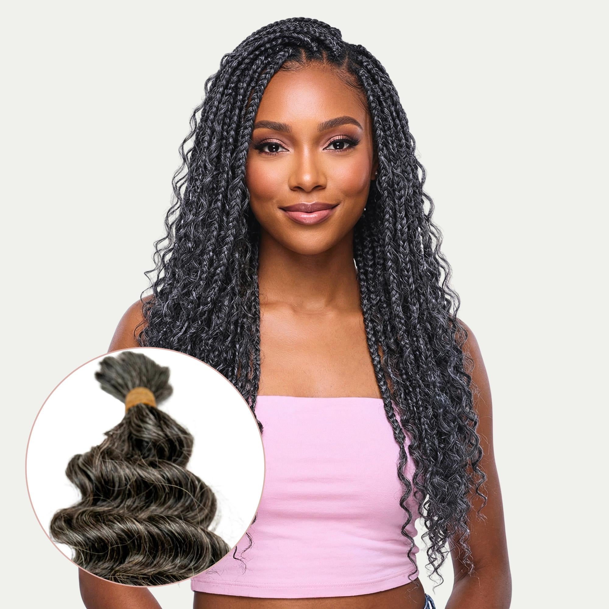 Raw Vietnamese Natural Gray Curly Bulk 100% Human Braiding Hair - Private Label