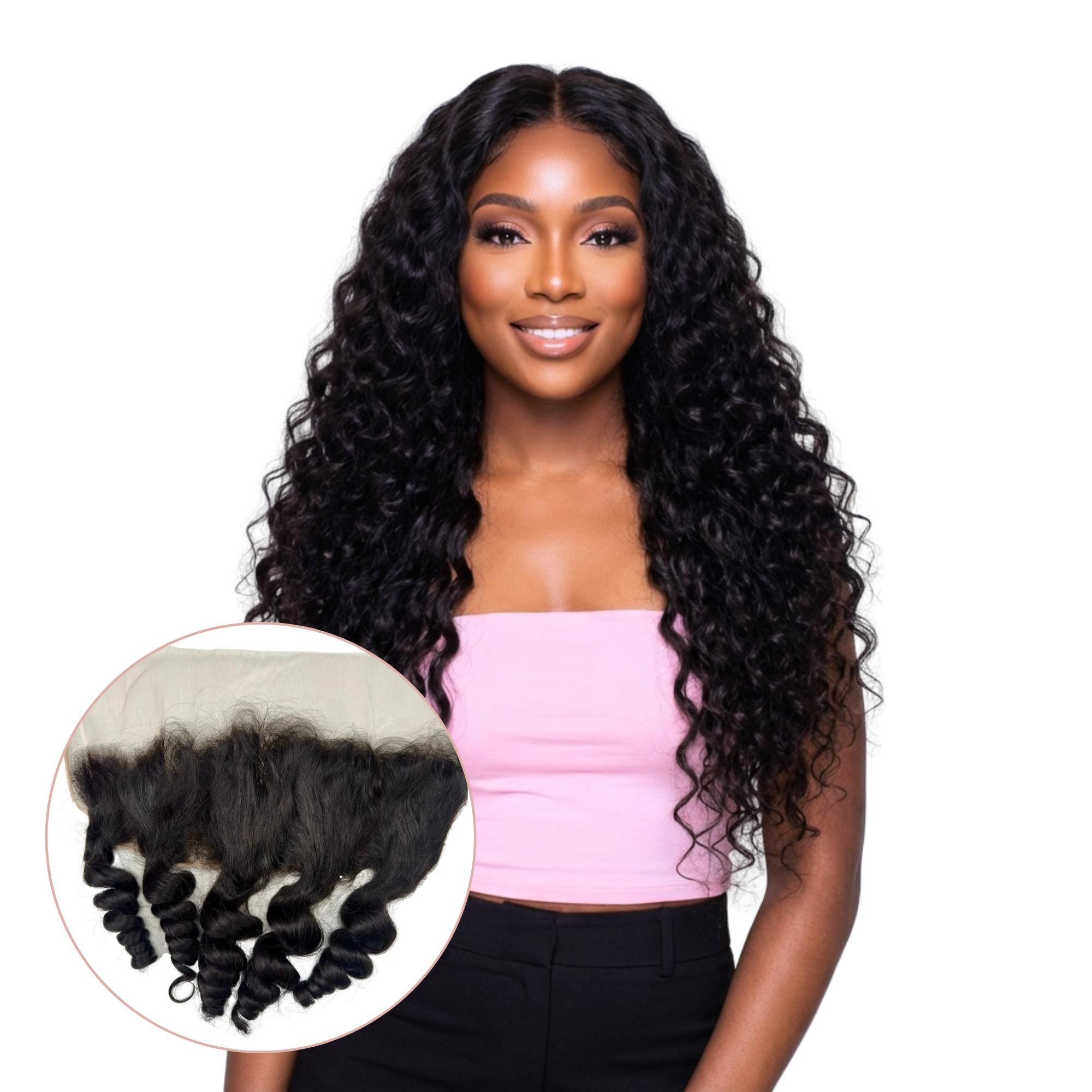 Raw Vietnamese Ripple Curly 13x4 Swiss Lace Human Hair Frontal - Private Label