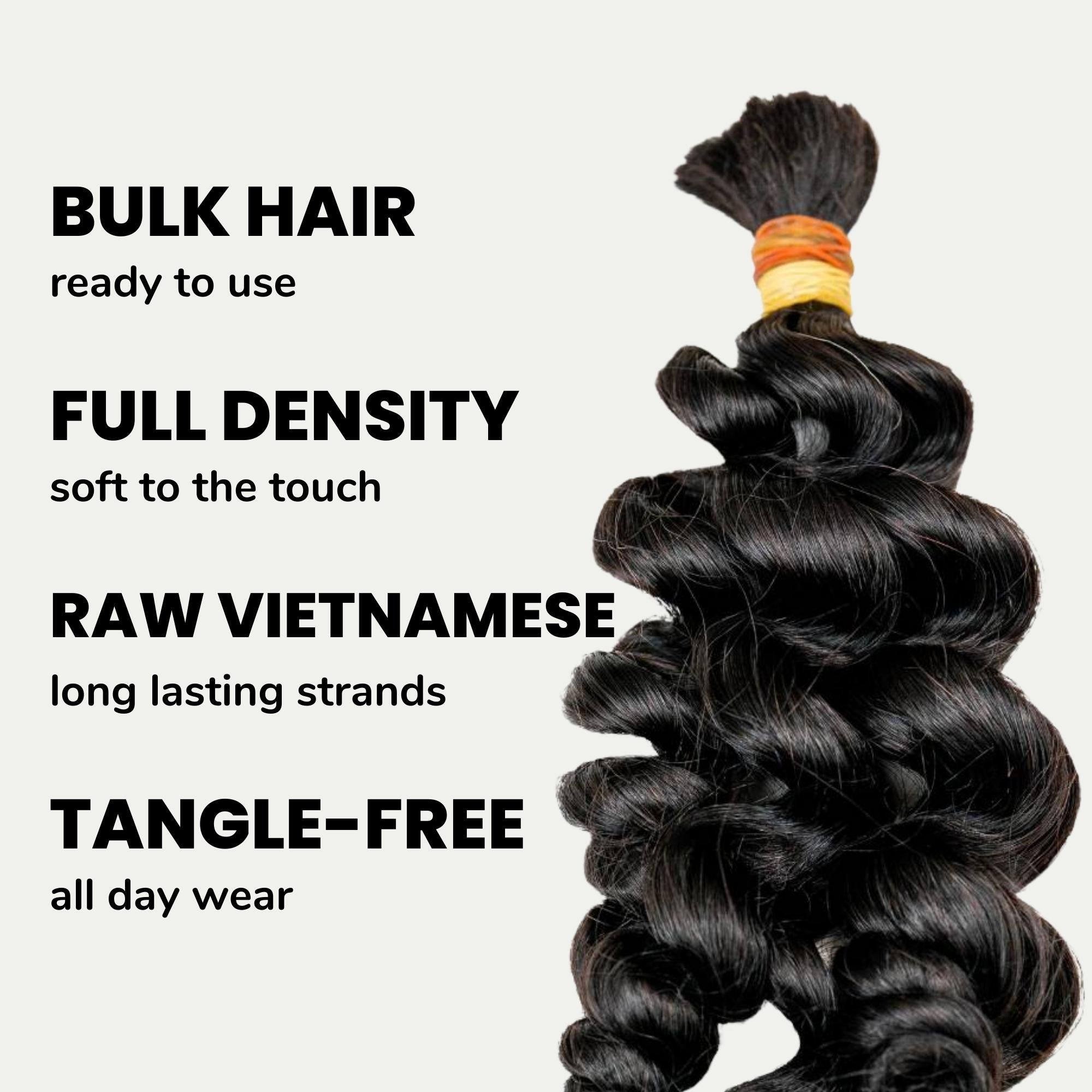 Raw Vietnamese Ripple Curly Bulk 100% Human Braiding Hair - Private Label