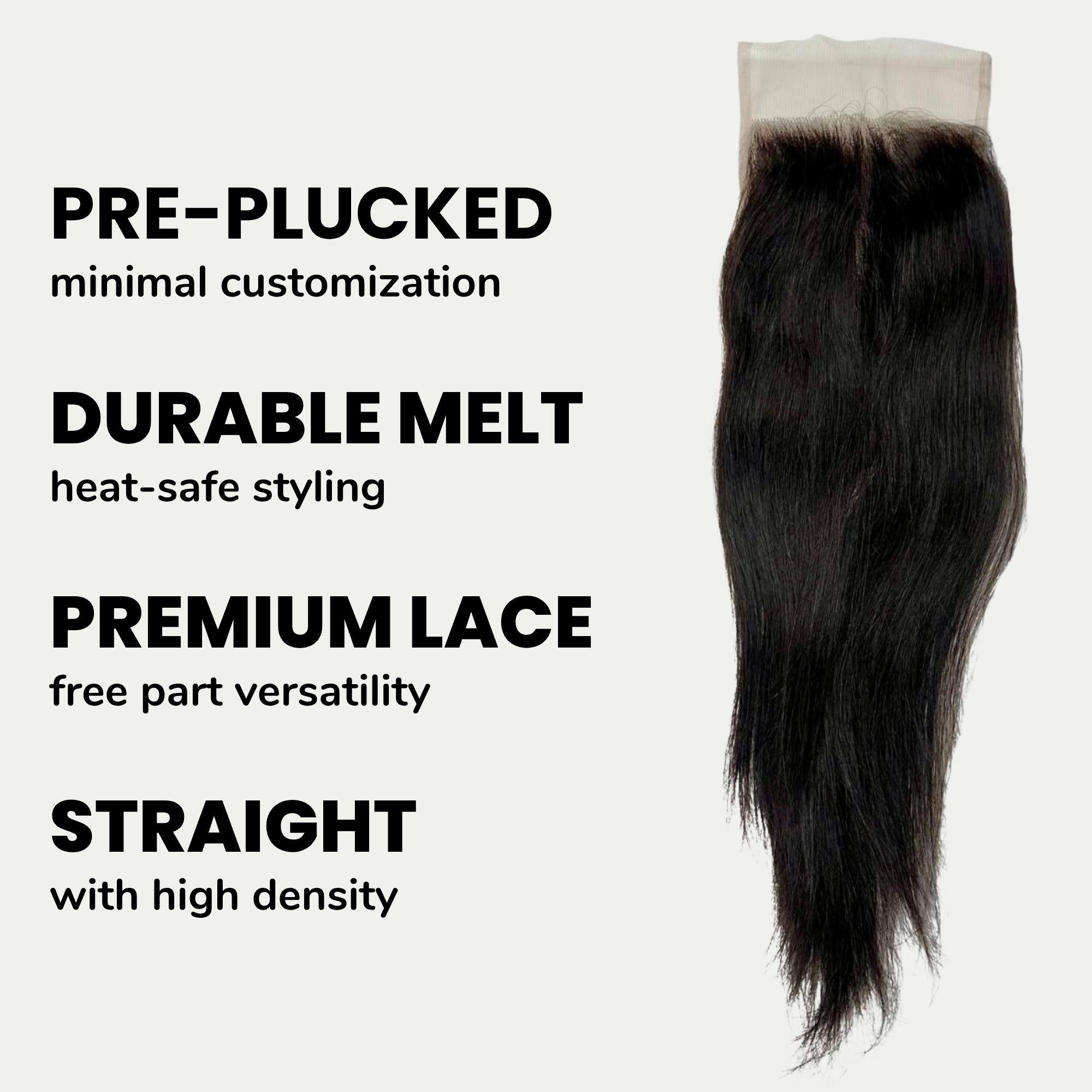 Raw Vietnamese Straight 5x5 Swiss Lace Human Hair Closure - Private Label