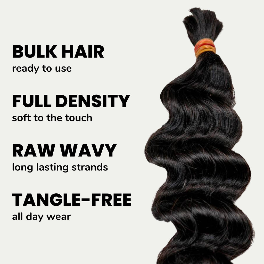 Raw Vietnamese Wavy Bulk 100% Human Braiding Hair - Private Label