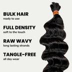 Raw Vietnamese Wavy Bulk 100% Human Braiding Hair - Private Label