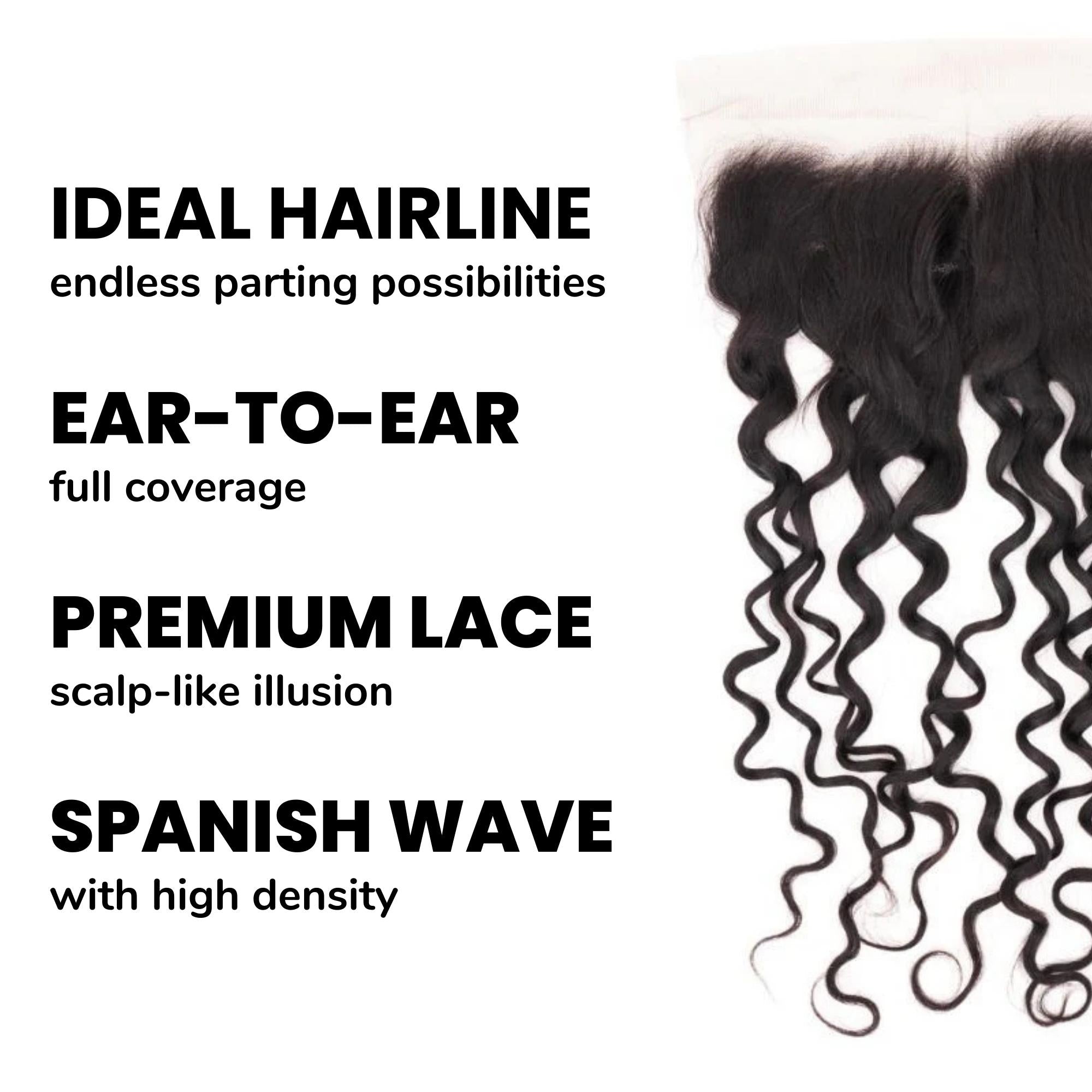 Spanish Wave 13x4 Transparent Lace Human Hair Frontal - Private Label