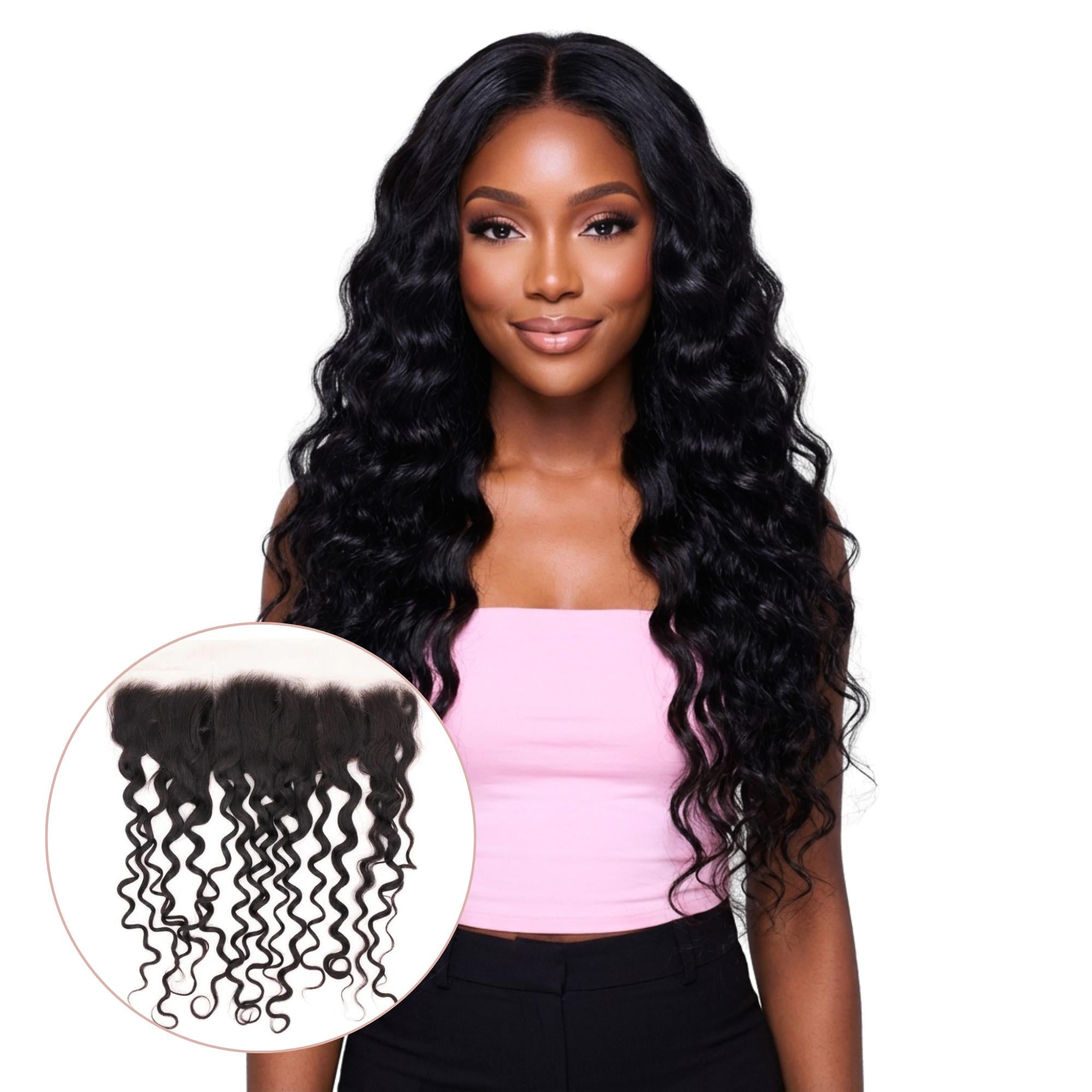 Spanish Wave 13x4 Transparent Lace Human Hair Frontal - Private Label