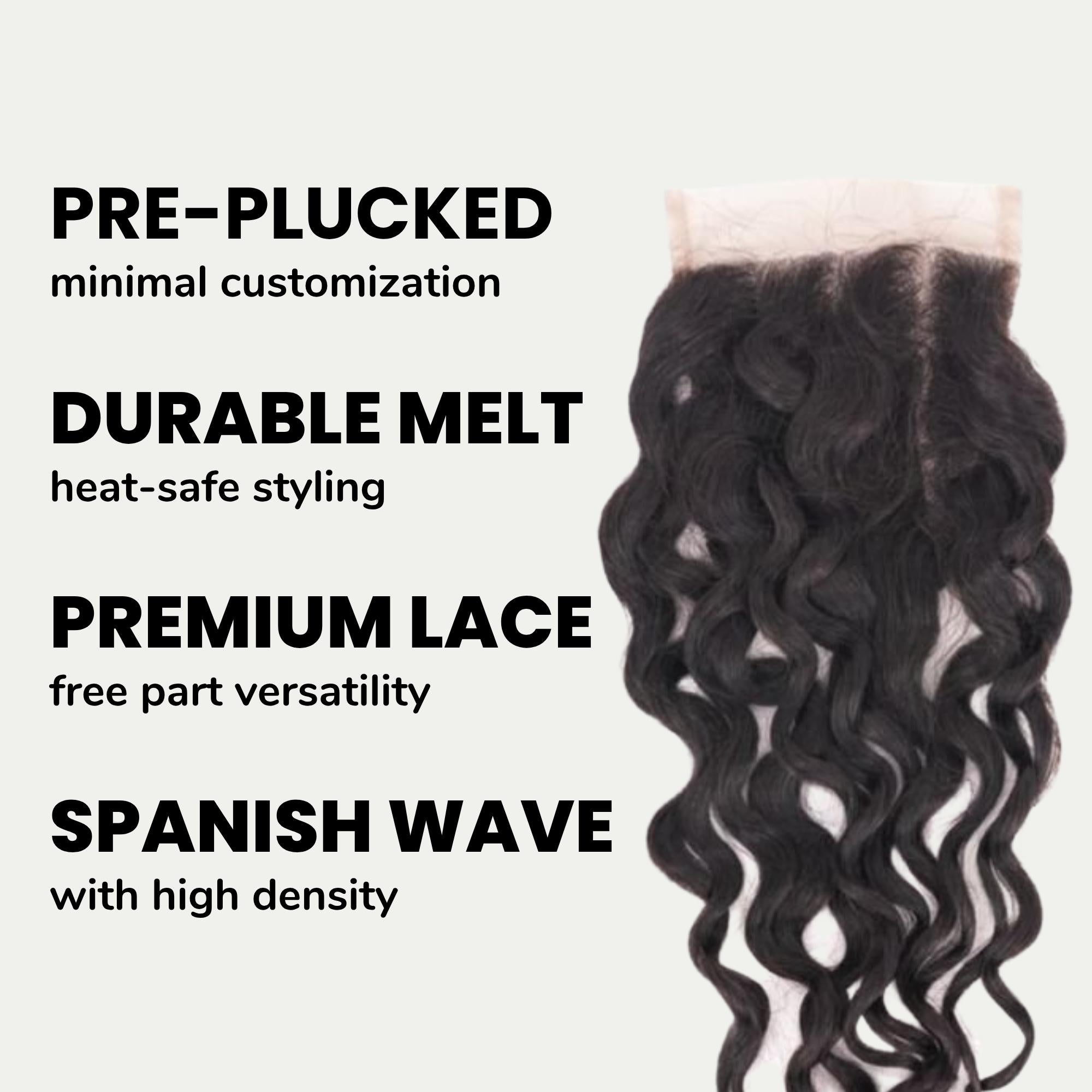 Spanish Wave 4x4 Transparent Lace Human Hair Closure - Private Label