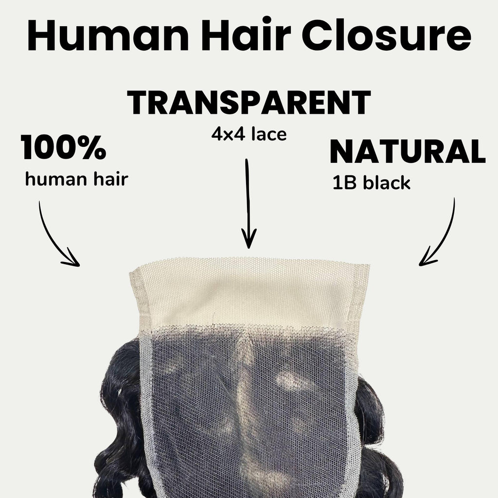 Spanish Wave 4x4 Transparent Lace Human Hair Closure - Private Label