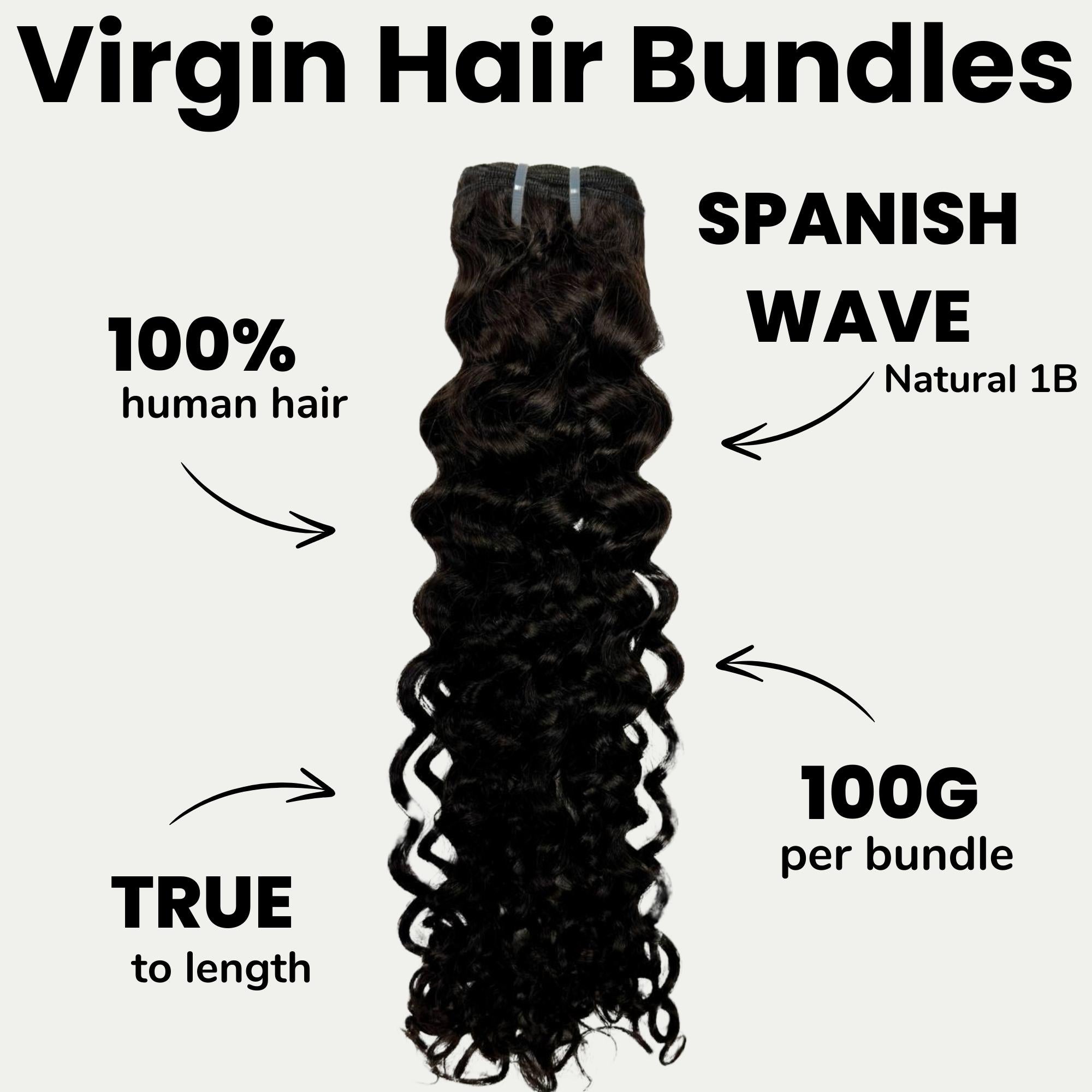 Spanish Wave 100% Human Hair Bundles - Private Label