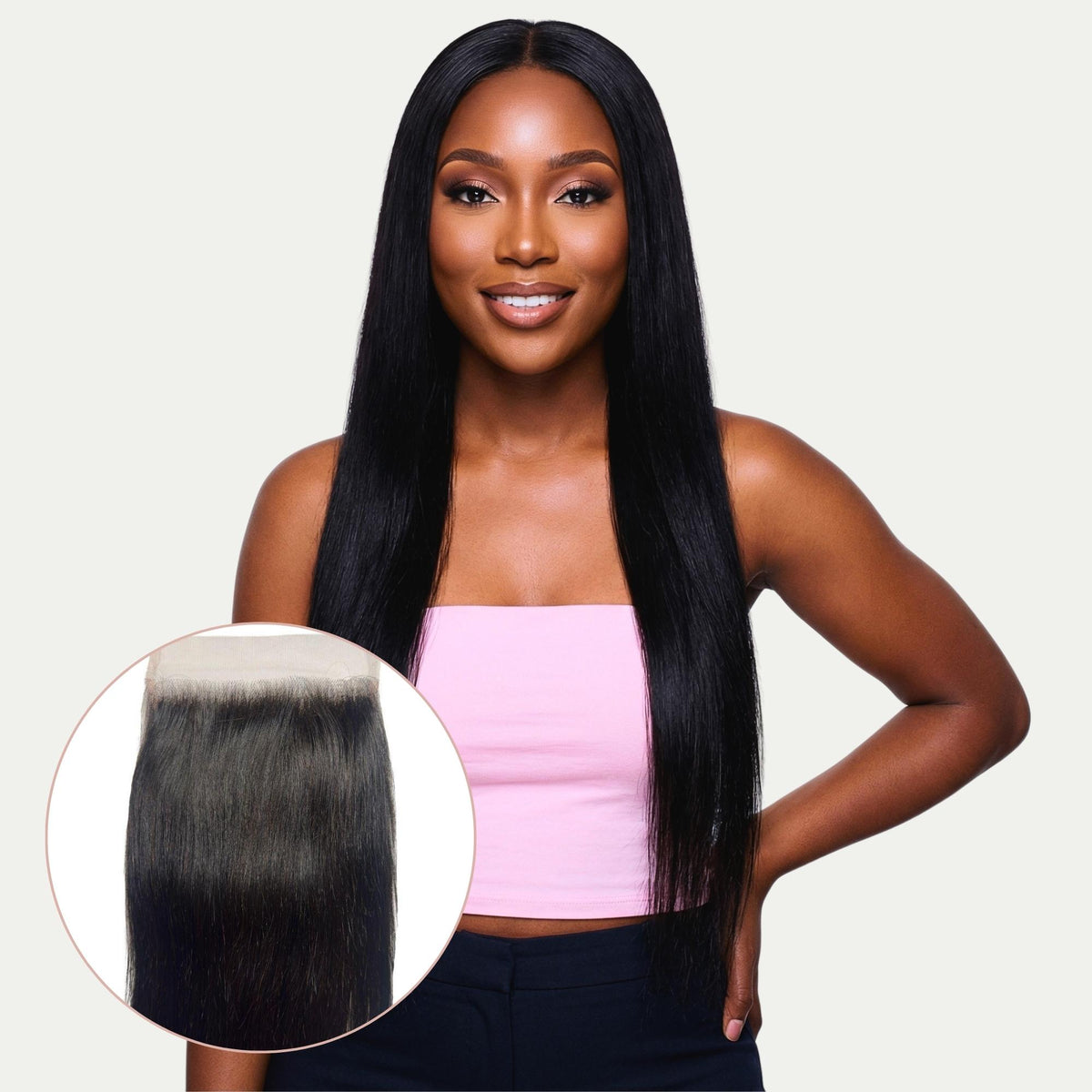 H A I R  C L O S U R E | Straight- Black Kinky Straight 5x5 HD Lace Human Hair Closure – Private Label main image 4
