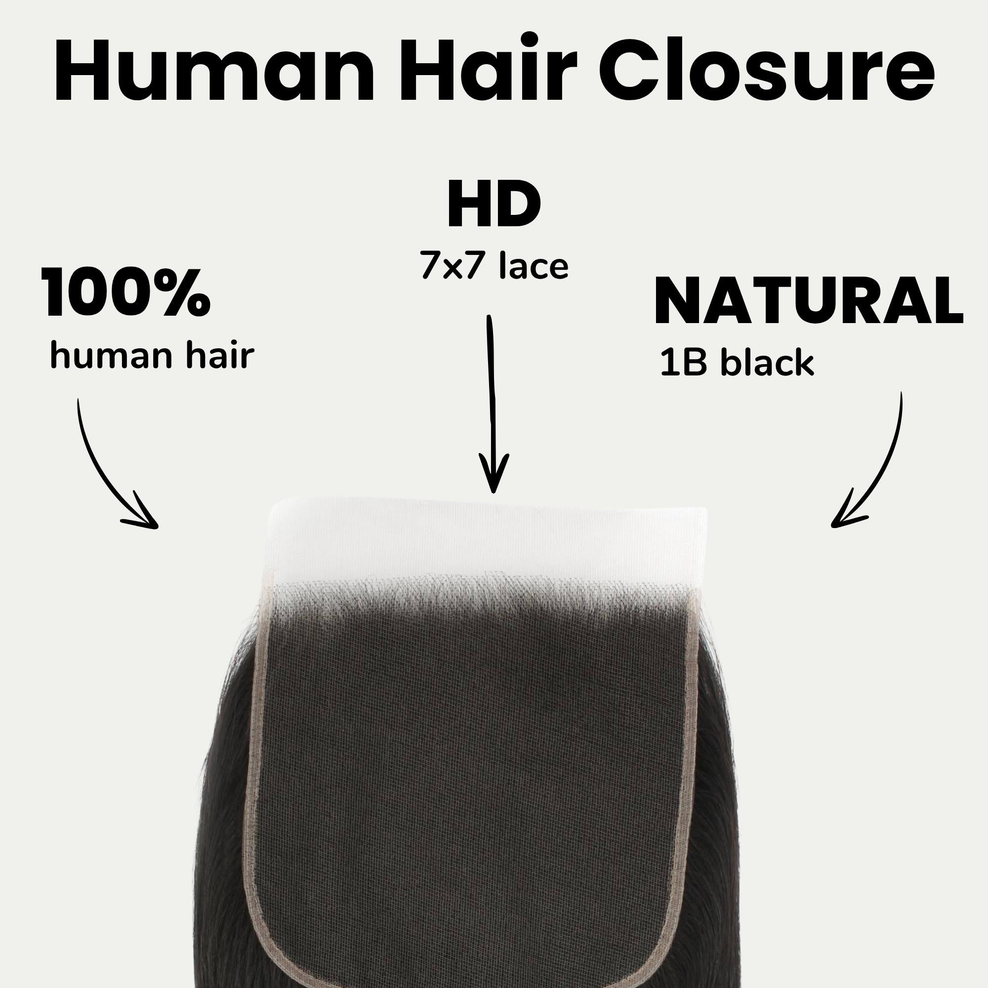 Straight 7x7 HD Lace Human Hair Closure - Private Label