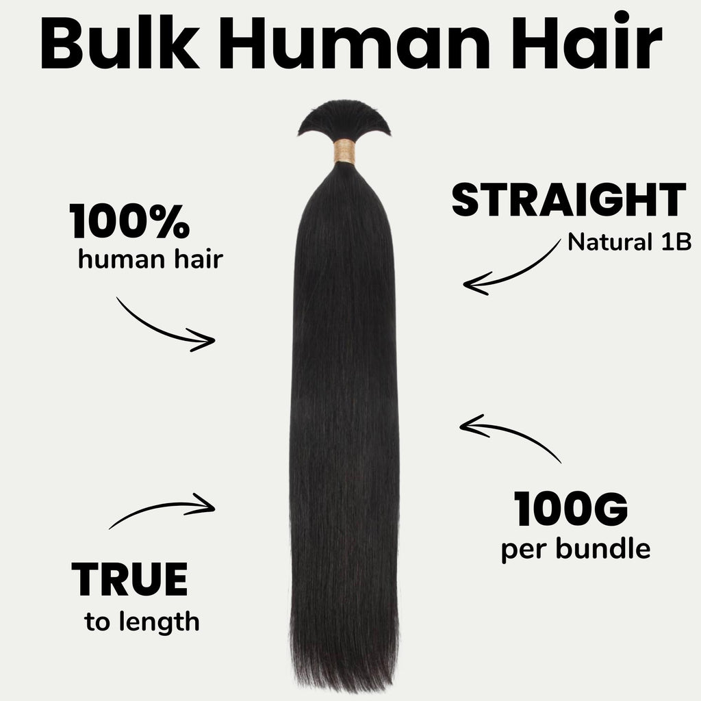 Straight Bulk 100% Human Braiding Hair - Private Label