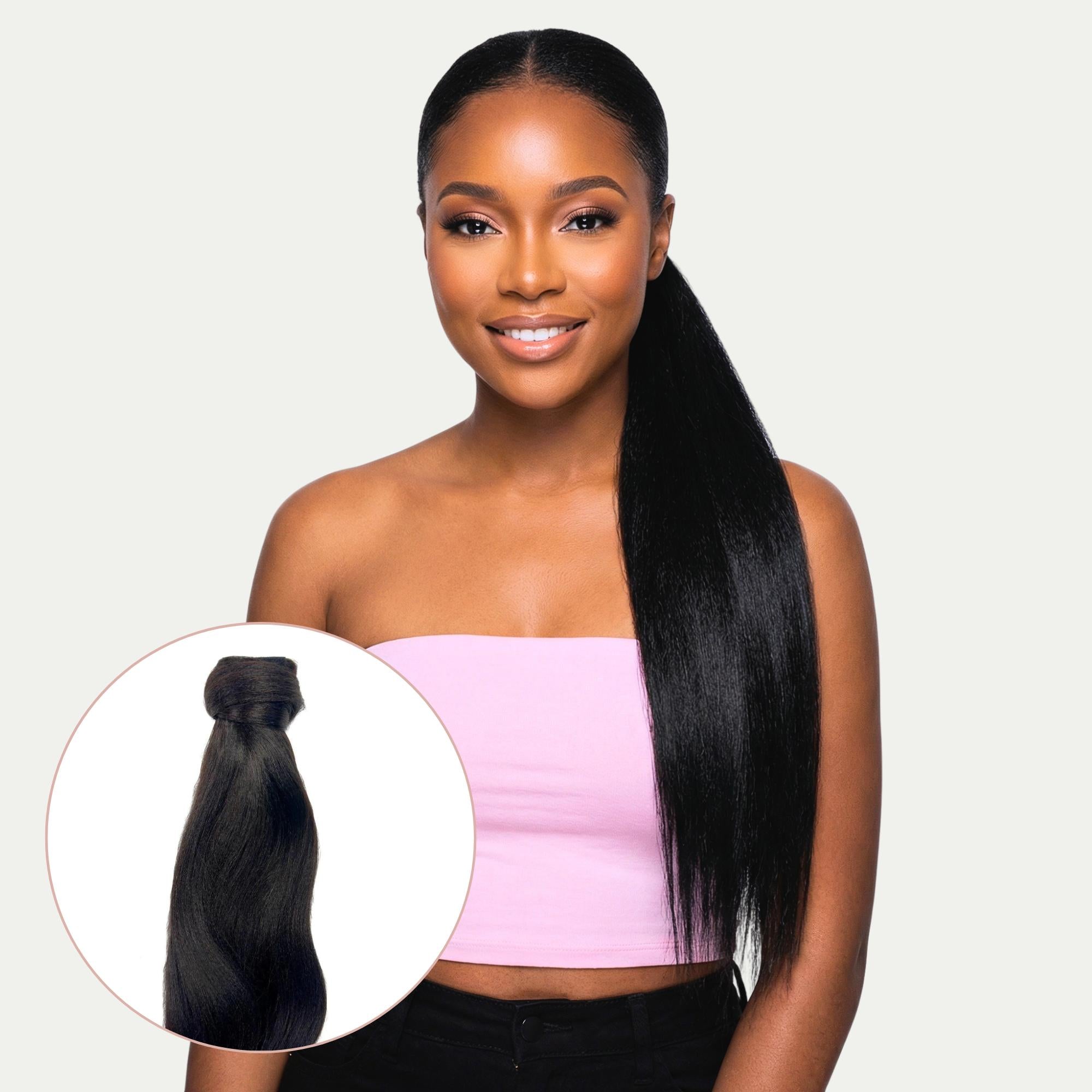 Yaki Straight 100% Human Hair Ponytail Extension - Private Label