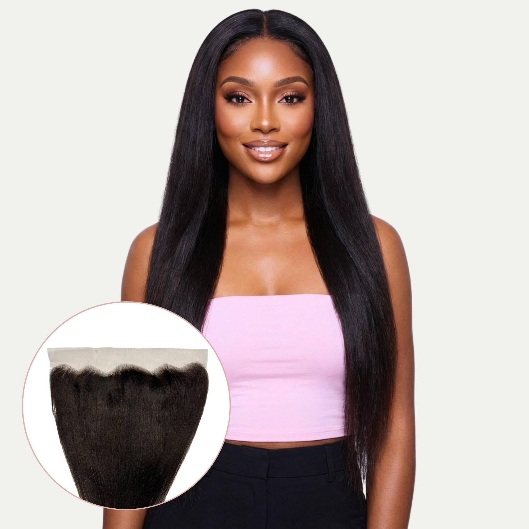 Yaki Straight 13x4 Transparent Lace Human Hair Frontal - Private Label