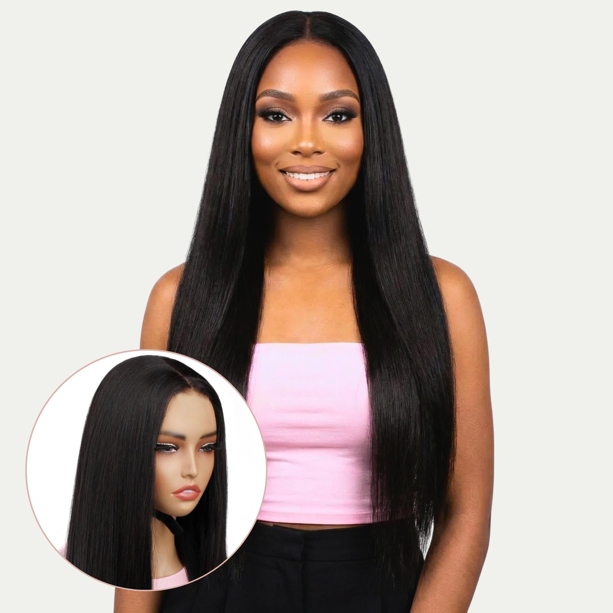 Yaki Straight 2x6 HD Lace Closure 100% Human Hair Glueless Wig - Private Label