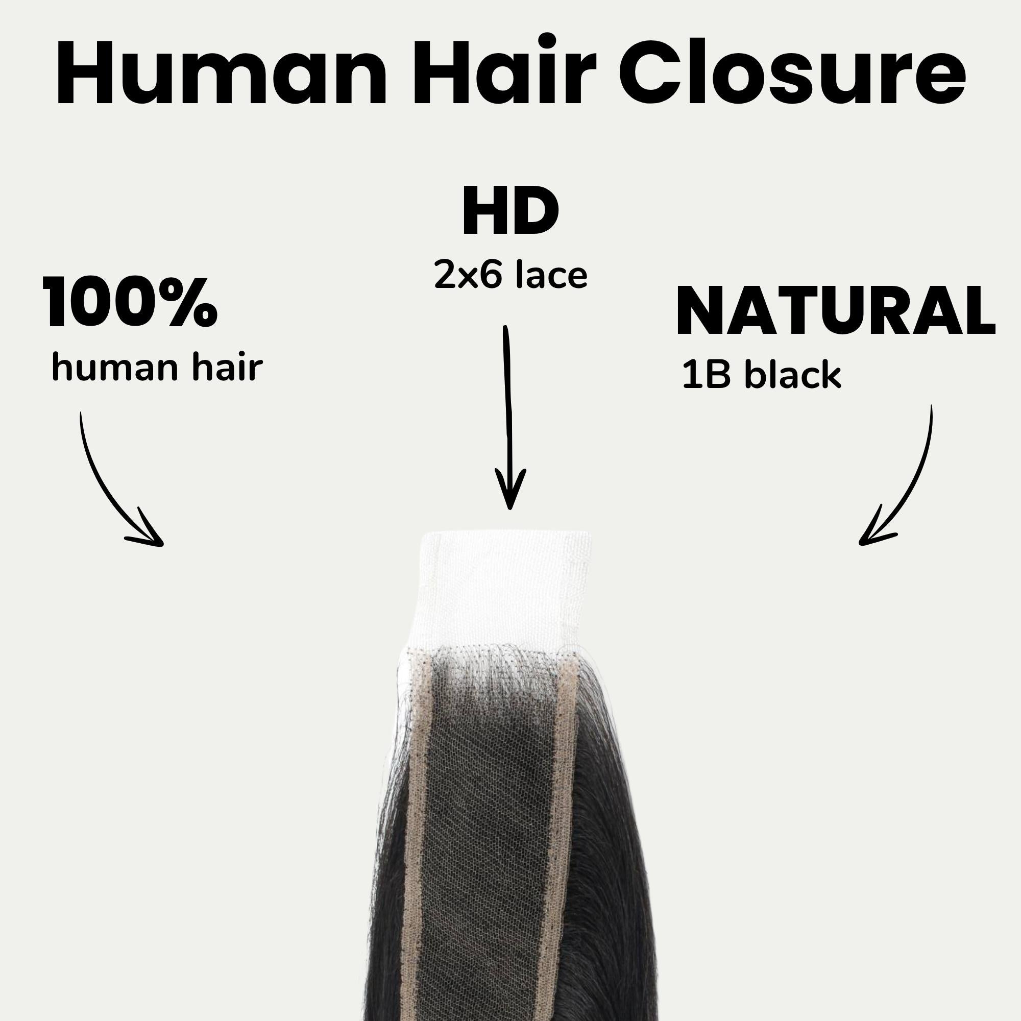 Yaki Straight 2x6 HD Lace 100% Human Hair Closure - Private Label