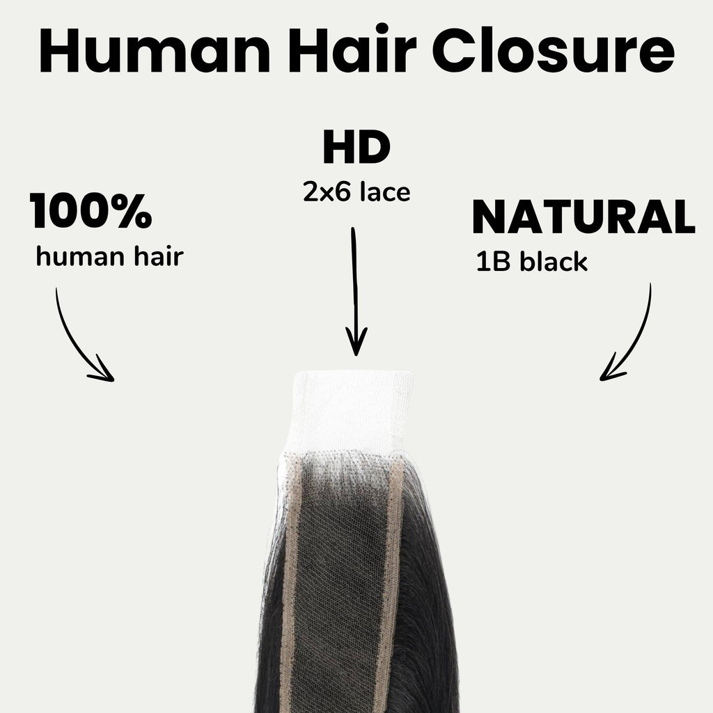 Yaki Straight 2x6 HD Lace 100% Human Hair Closure - Private Label