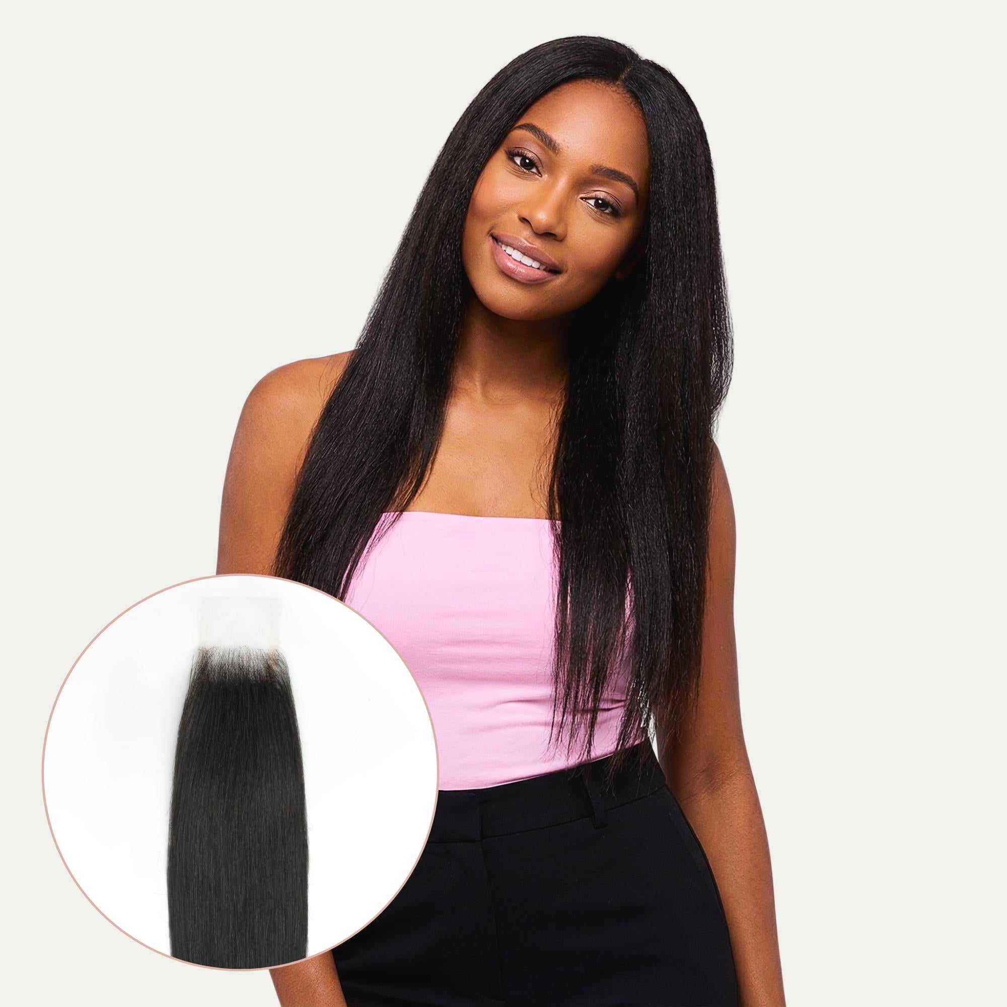 Yaki Straight 2x6 Transparent Lace Human Hair Closure - Private Label