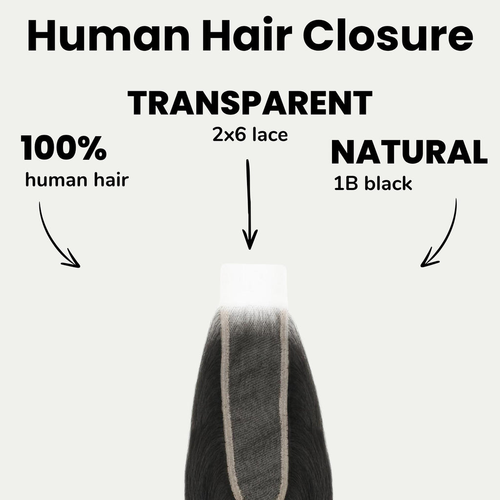 Yaki Straight 2x6 Transparent Lace Human Hair Closure - Private Label