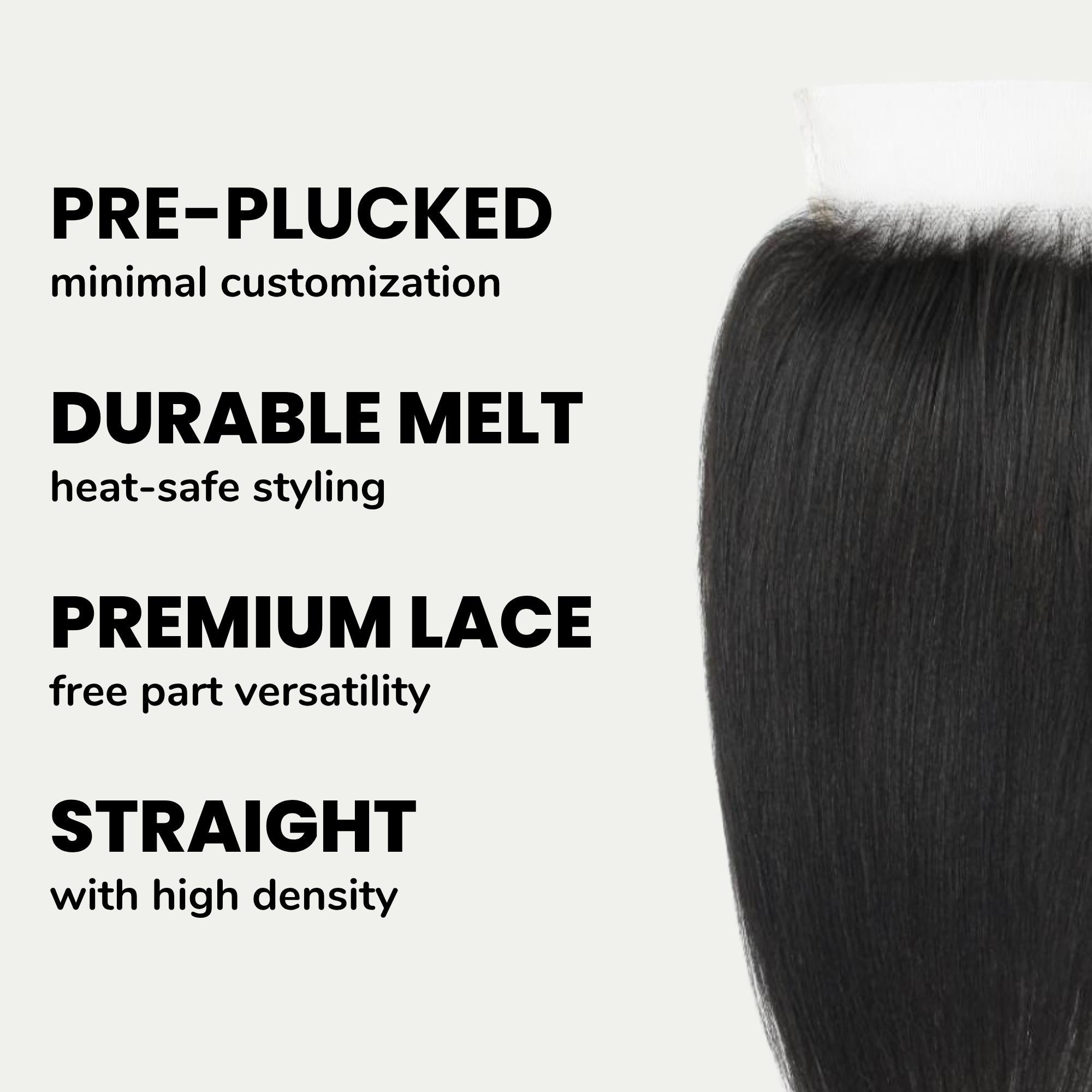 Yaki Straight 4x4 Transparent Lace Human Hair Closure - Private Label