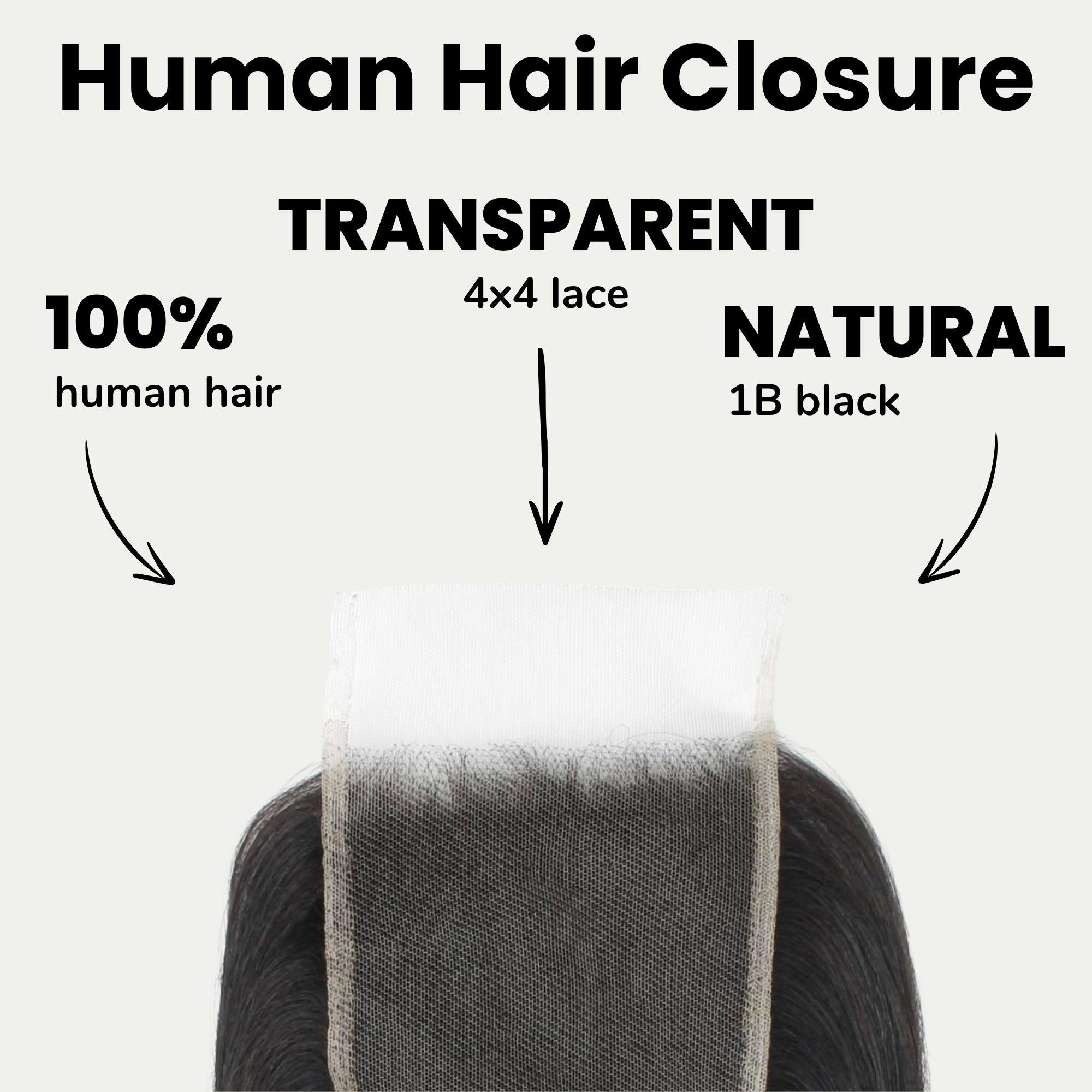 Yaki Straight 4x4 Transparent Lace Human Hair Closure - Private Label