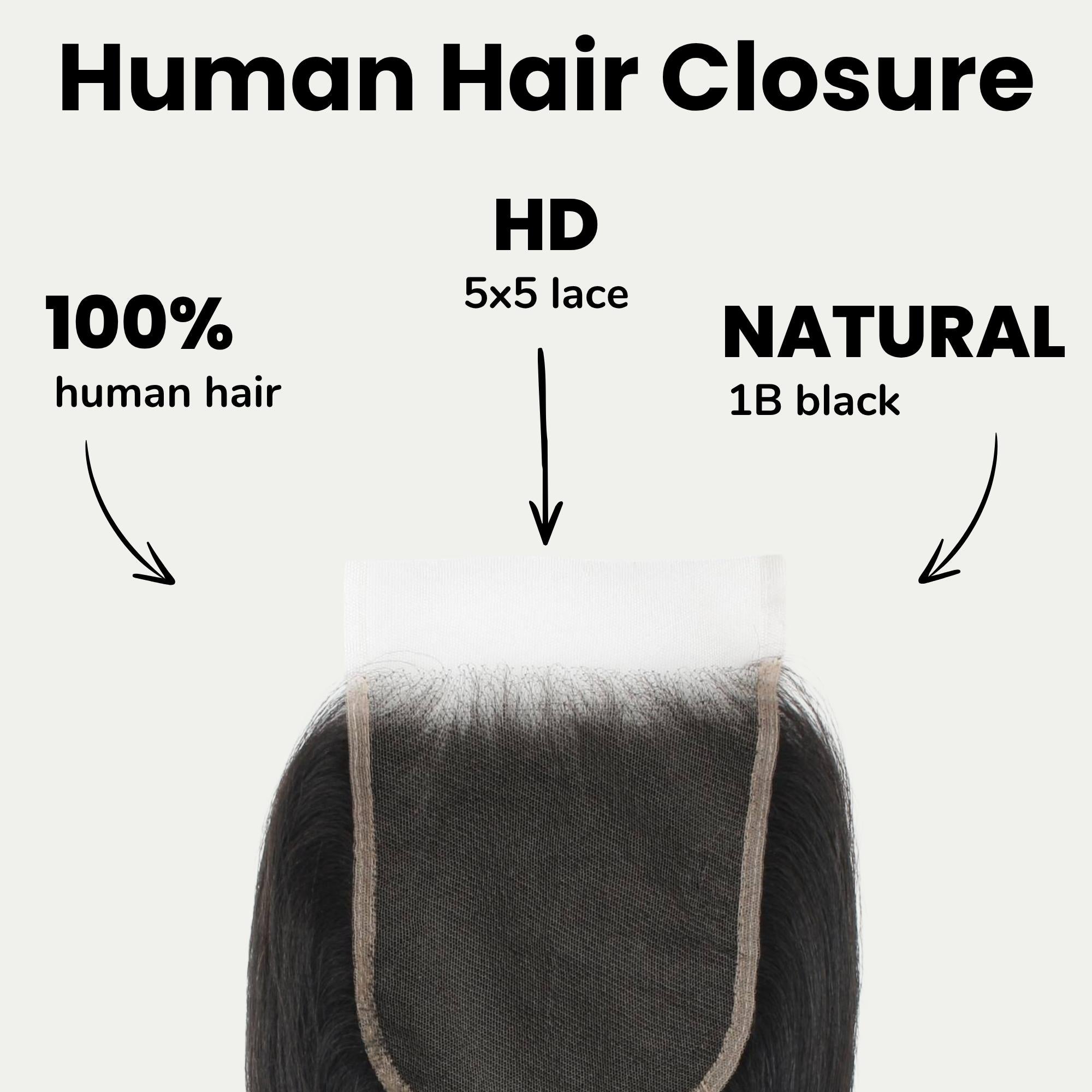 Yaki Straight 5x5 HD Lace Human Hair Closure - Private Label