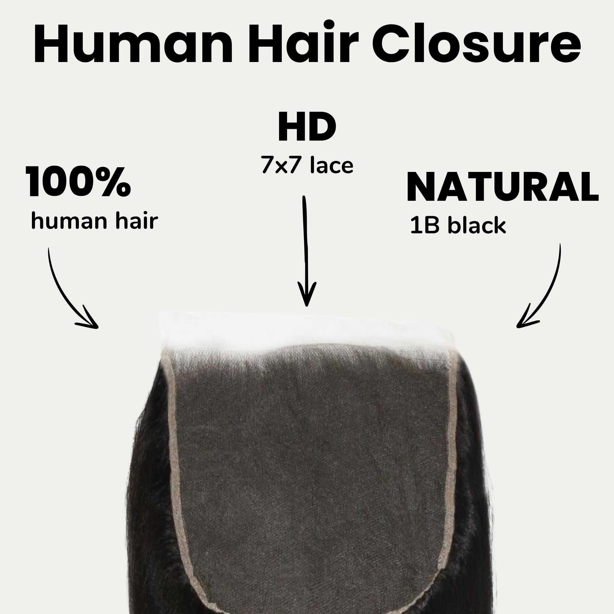 Yaki Straight 7x7 HD Lace Human Hair Closure - Private Label