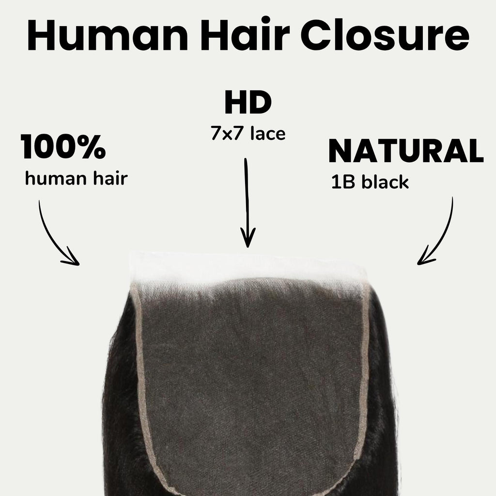 Yaki Straight 7x7 HD Lace Human Hair Closure - Private Label
