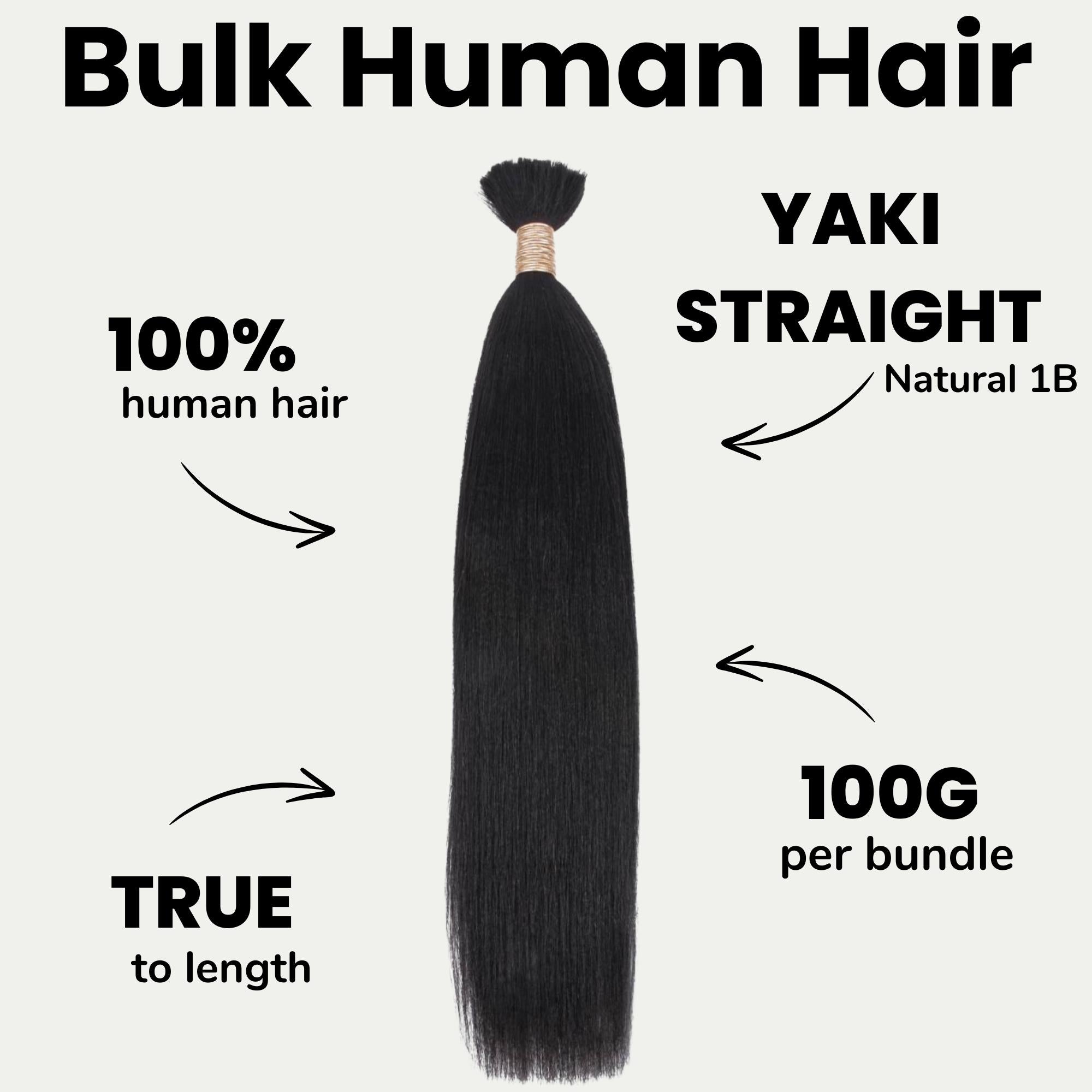 Yaki Straight Bulk 100% Human Braiding Hair - Private Label